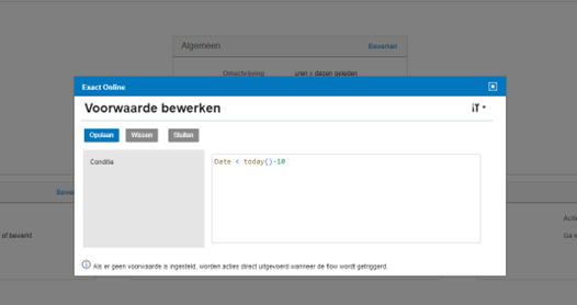Afbeelding 2 Als aan de datum voorwaarde wordt voldaan dan wordt een actie uitgevoerd op basis van een trigger